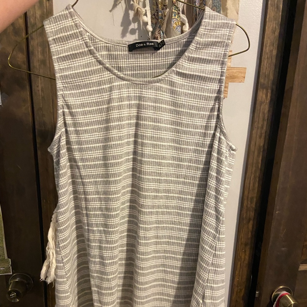 Stripped tank with tassels